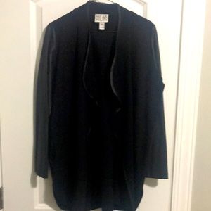 Mila & Milan size XS black stretchy Shawl collar jacket w/vegan leather sleeves